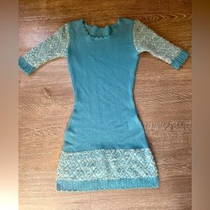 Sky blue cashmere wool mini sweater dress